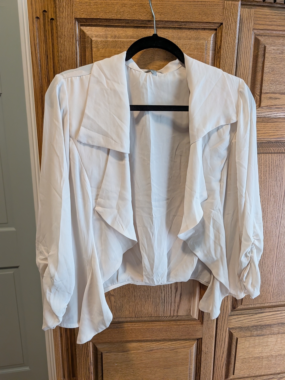 Charlotte Russe Off-White Draped Open Front Blouse